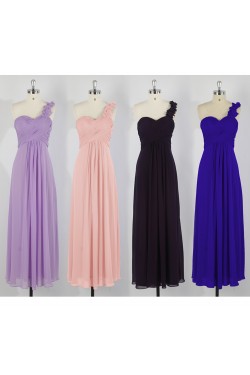 A-Line One-Shoulder Long Chiffon Bridesmaid Dresses/Evening Dresses BD010643