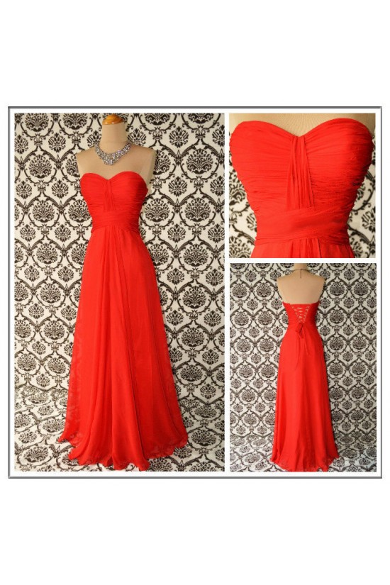 A-Line Sweetheart Long Red Chiffon Bridesmaid Dresses/Evening Dresses BD010644 A-Line Sweetheart Long Red Chiffon Bridesmaid Dresses/Evening Dresses BD010644