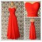 A-Line Sweetheart Long Red Chiffon Bridesmaid Dresses/Evening Dresses BD010644