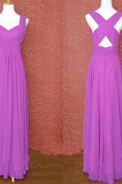 A-Line Long Purple Chiffon Bridesmaid Dresses/Evening Dresses BD010645