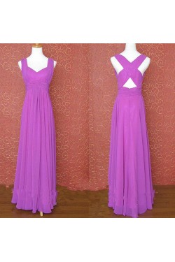 A-Line Long Purple Chiffon Bridesmaid Dresses/Evening Dresses BD010645