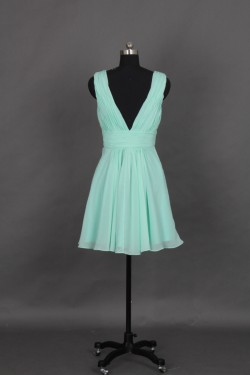A-Line V-Neck Short Chiffon Bridesmaid Dresses/Evening Dresses BD010646