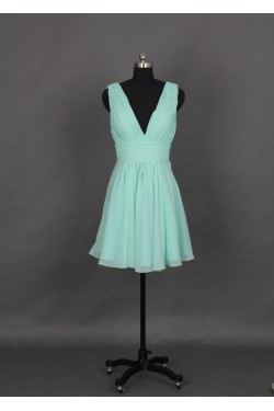 A-Line V-Neck Short Chiffon Bridesmaid Dresses/Evening Dresses BD010646