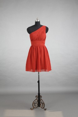 A-Line One-Shoulder Short Chiffon Bridesmaid Dresses/Evening Dresses BD010648