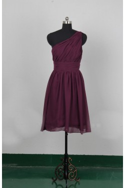 A-Line One-Shoulder Short Chiffon Bridesmaid Dresses/Evening Dresses BD010648