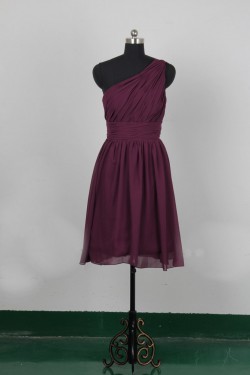 A-Line One-Shoulder Short Chiffon Bridesmaid Dresses/Evening Dresses BD010648