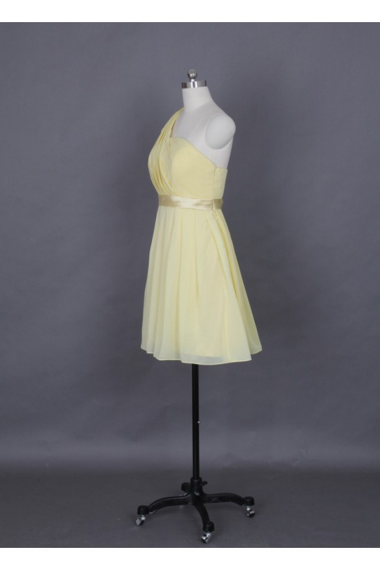 A-Line One-Shoulder Short Chiffon Bridesmaid Dresses/Evening Dresses BD010652