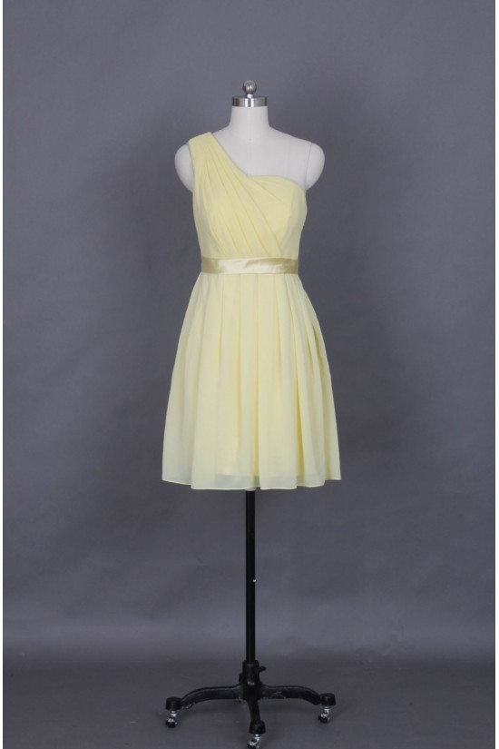 A-Line One-Shoulder Short Chiffon Bridesmaid Dresses/Evening Dresses BD010652