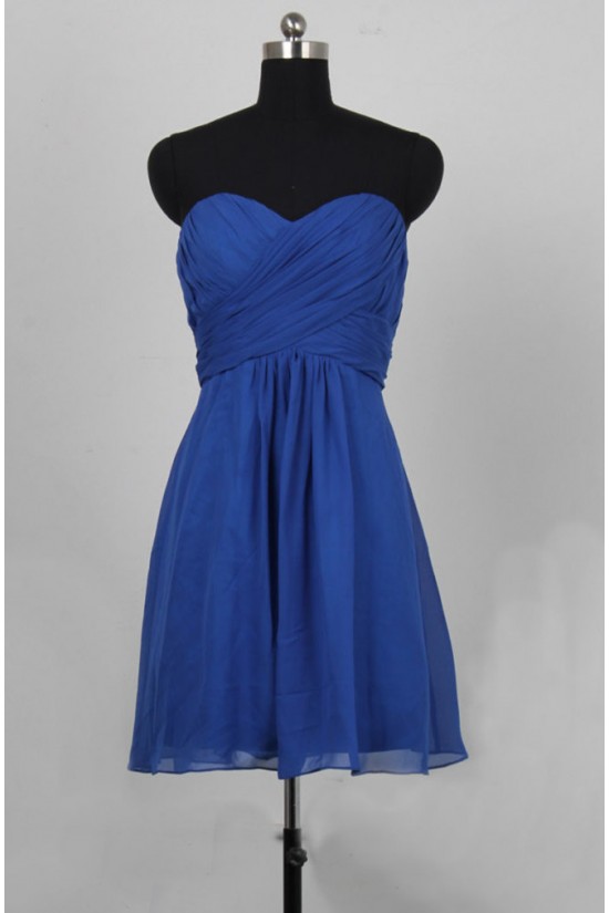 A-Line Sweetheart Short Blue Chiffon Bridesmaid Dresses/Evening Dresses BD010653