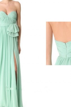 Sheath/Column Sweetheart Long Green Chiffon Bridesmaid Dresses/Evening Dresses BD010657