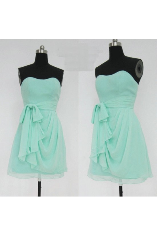 A-Line Strapless Short Chiffon Bridesmaid Dresses/Evening Dresses BD010658