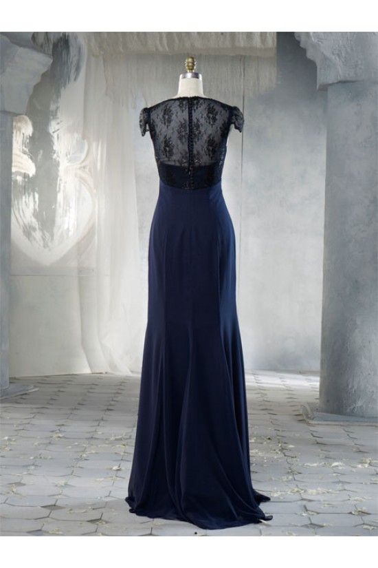 Sheath Cap Sleeve Long Chiffon and Lace Bridesmaid Dresses/Evening Dresses BD010659 Sheath Cap Sleeve Long Chiffon and Lace Bridesmaid Dresses/Evening Dresses BD010659