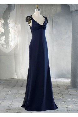 Sheath Cap Sleeve Long Chiffon and Lace Bridesmaid Dresses/Evening Dresses BD010659