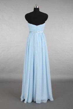 A-Line Strapless Long Blue Chiffon Bridesmaid Dresses/Evening Dresses BD010660