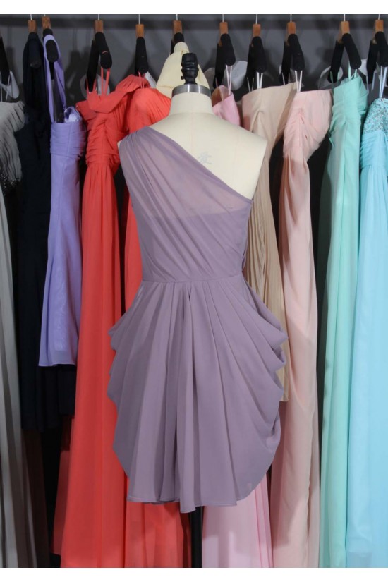 Short One-Shoulder Chiffon Bridesmaid Dresses/Wedding Party Dresses BD010663