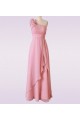 A-Line One-Shoulder Long Pink Chiffon Bridesmaid Dresses/Wedding Party Dresses BD010666