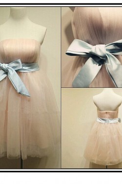 A-Line Strapless Tulle Bridesmaid Dresses/Wedding Party Dresses BD010668