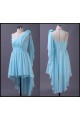 A-Line High Low One-Shoulder Blue Chiffon Bridesmaid Dresses/Wedding Party Dresses BD010669