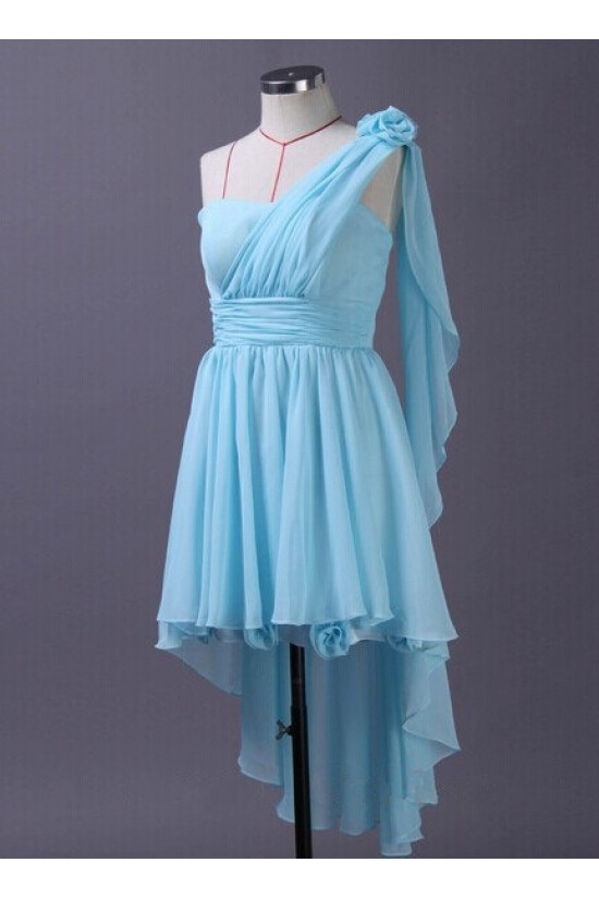 A-Line High Low One-Shoulder Blue Chiffon Bridesmaid Dresses/Wedding Party Dresses BD010669 A-Line High Low One-Shoulder Blue Chiffon Bridesmaid Dresses/Wedding Party Dresses BD010669