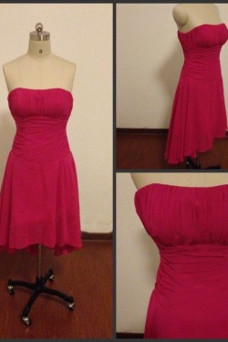 A-Line Strapless Short Chiffon Bridesmaid Dresses/Wedding Party Dresses BD010670
