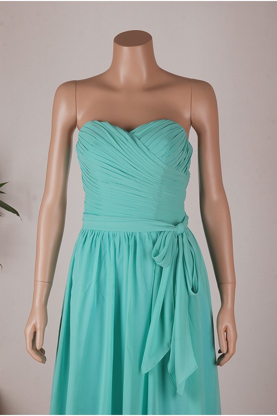 A-Line Sweetheart Long Blue Chiffon Bridesmaid Dresses/Wedding Party Dresses BD010673
