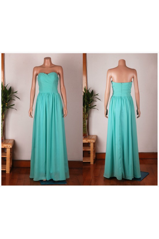 A-Line Sweetheart Long Blue Chiffon Bridesmaid Dresses/Wedding Party Dresses BD010674