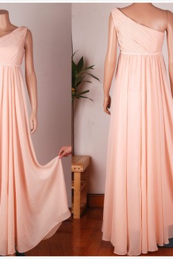 Empire One-Shoulder Long Chiffon Bridesmaid Dresses/Wedding Party Dresses/Maternity Dresses BD010675