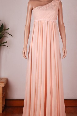 Empire One-Shoulder Long Chiffon Bridesmaid Dresses/Wedding Party Dresses/Maternity Dresses BD010675