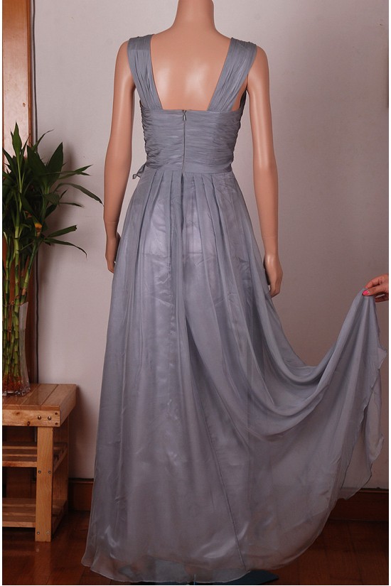A-Line V-Neck Long Grey Chiffon Bridesmaid Dresses/Wedding Party Dresses BD010676 A-Line V-Neck Long Grey Chiffon Bridesmaid Dresses/Wedding Party Dresses BD010676