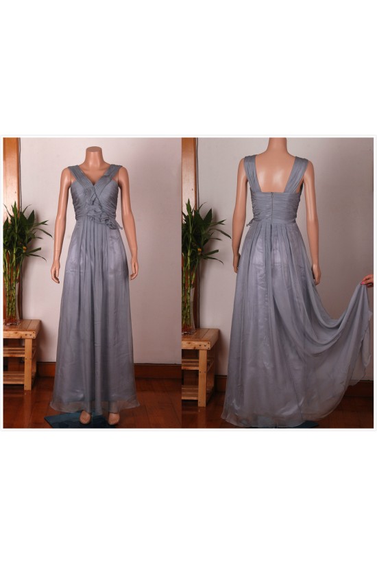 A-Line V-Neck Long Grey Chiffon Bridesmaid Dresses/Wedding Party Dresses BD010676 A-Line V-Neck Long Grey Chiffon Bridesmaid Dresses/Wedding Party Dresses BD010676