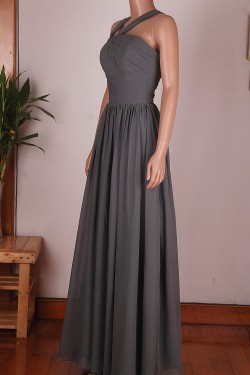 A-Line Long Grey Chiffon Bridesmaid Dresses/Wedding Party Dresses BD010677