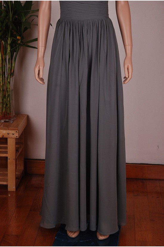 A-Line Long Grey Chiffon Bridesmaid Dresses/Wedding Party Dresses BD010677