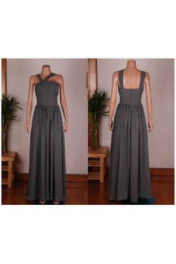 A-Line Long Grey Chiffon Bridesmaid Dresses/Wedding Party Dresses BD010677