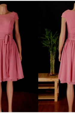 A-Line Cap Sleeve Short Chiffon Bridesmaid Dresses/Wedding Party Dresses BD010680