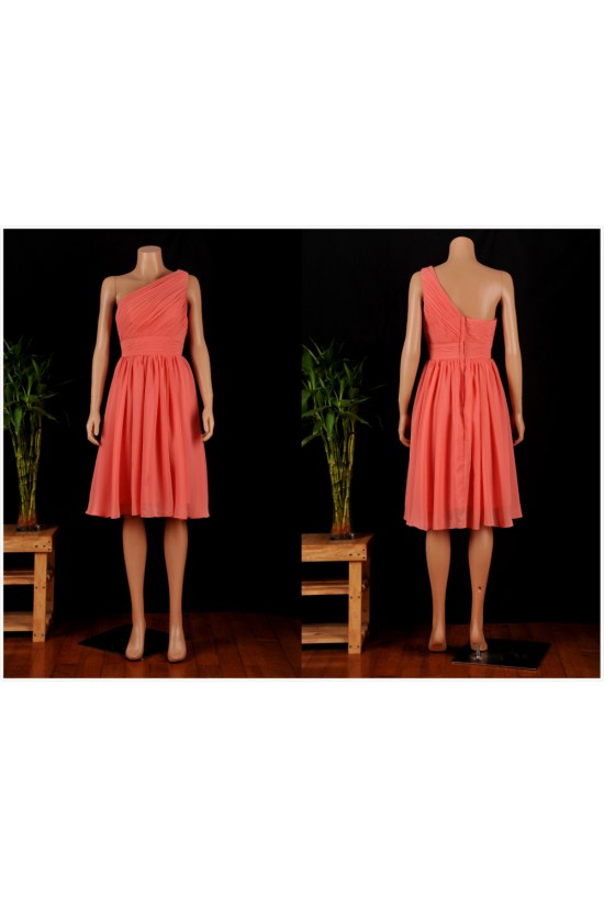 A-Line One-Shoulder Short Chiffon Bridesmaid Dresses/Wedding Party Dresses BD010685 A-Line One-Shoulder Short Chiffon Bridesmaid Dresses/Wedding Party Dresses BD010685