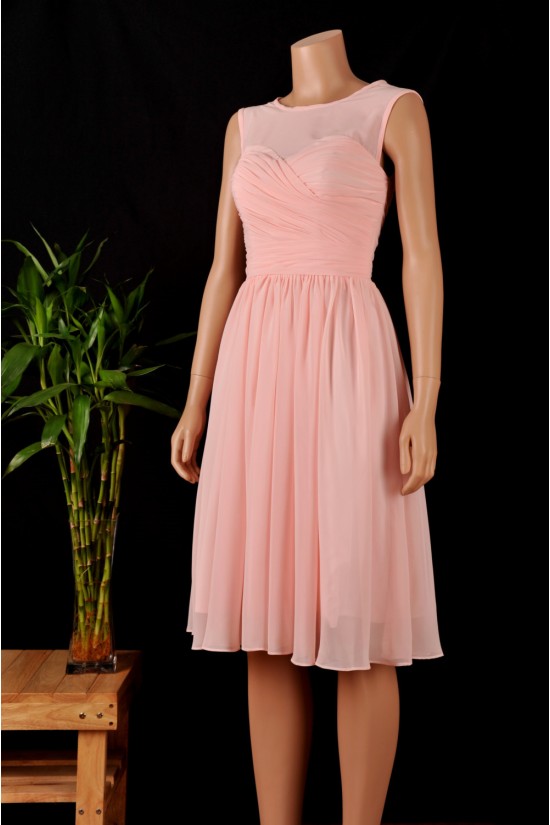 A-Line Short Pink Chiffon Bridesmaid Dresses/Wedding Party Dresses BD010686