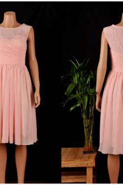 A-Line Short Pink Chiffon Bridesmaid Dresses/Wedding Party Dresses BD010686
