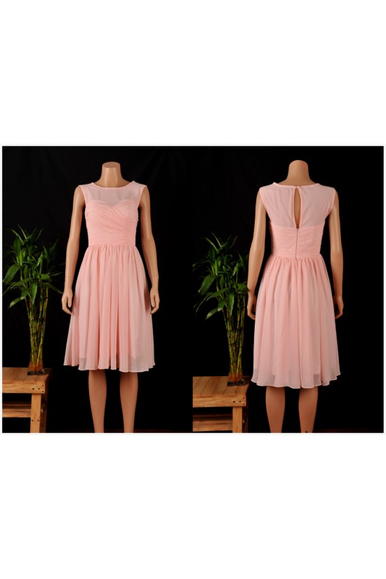 A-Line Short Pink Chiffon Bridesmaid Dresses/Wedding Party Dresses BD010686