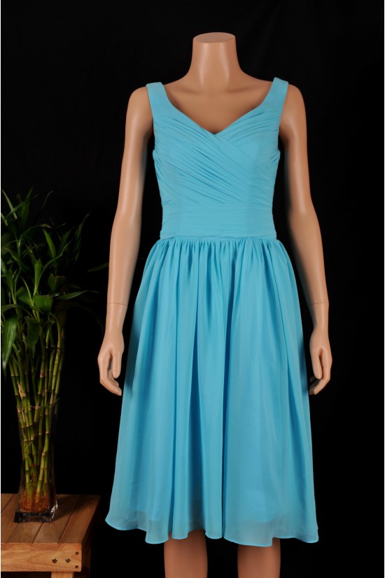 A-Line Short Blue Chiffon Bridesmaid Dresses/Wedding Party Dresses BD010688