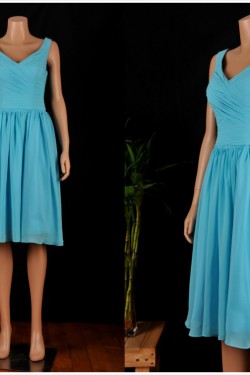 A-Line Short Blue Chiffon Bridesmaid Dresses/Wedding Party Dresses BD010688