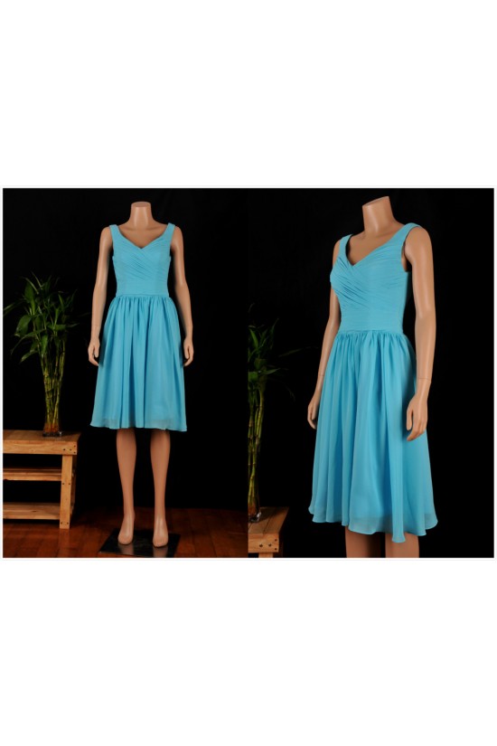 A-Line Short Blue Chiffon Bridesmaid Dresses/Wedding Party Dresses BD010688