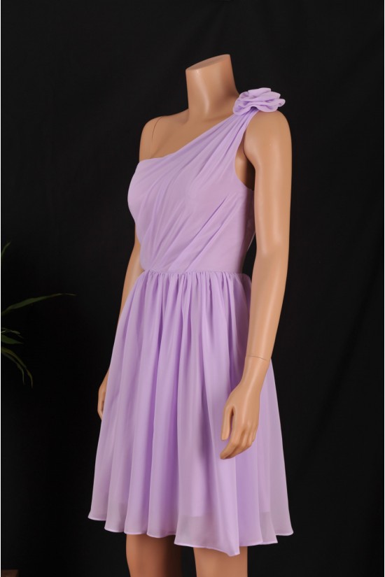 A-Line One-Shoulder Short Purple Chiffon Bridesmaid Dresses/Wedding Party Dresses BD010689