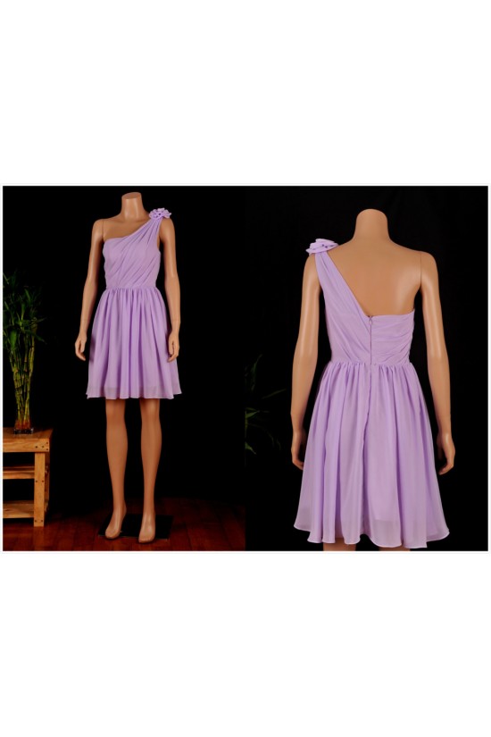 A-Line One-Shoulder Short Purple Chiffon Bridesmaid Dresses/Wedding Party Dresses BD010689 A-Line One-Shoulder Short Purple Chiffon Bridesmaid Dresses/Wedding Party Dresses BD010689