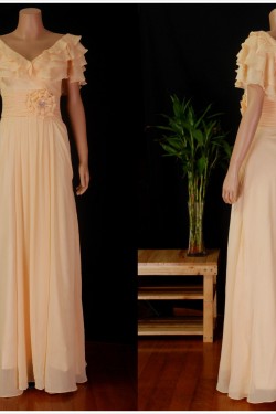A-Line V-Neck Long Yellow Chiffon Bridesmaid Dresses/Wedding Party Dresses BD010690