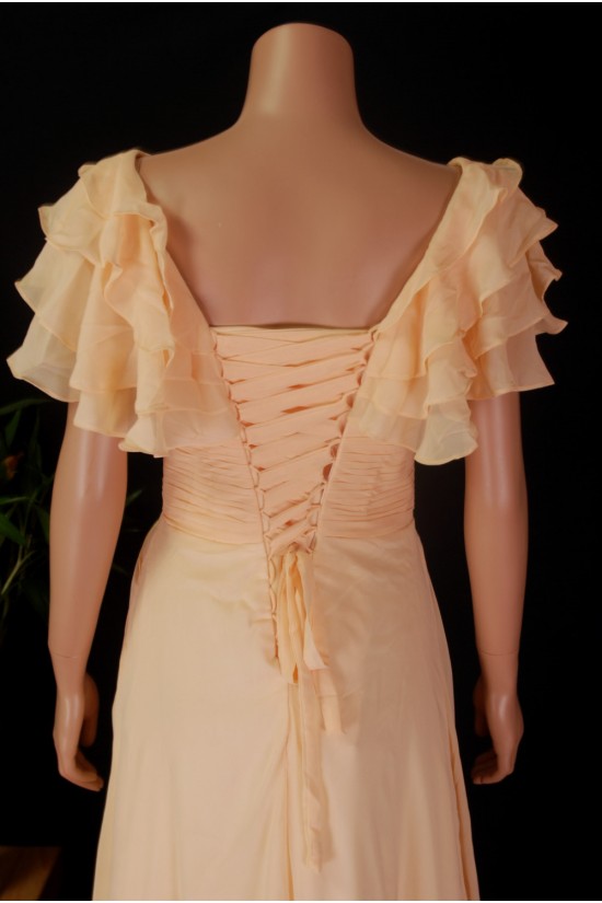 A-Line V-Neck Long Yellow Chiffon Bridesmaid Dresses/Wedding Party Dresses BD010690