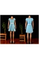 A-Line Short Sleeve Blue Chiffon Bridesmaid Dresses/Wedding Party Dresses BD010691