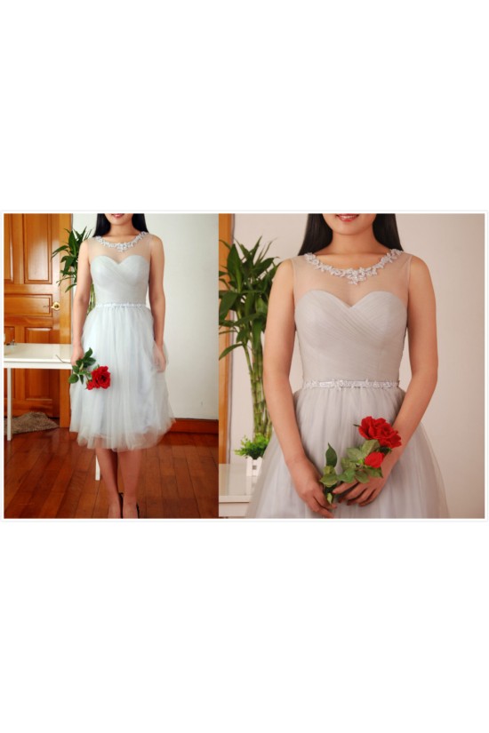 A-Line Short Grey Tulle Bridesmaid Dresses/Wedding Party Dresses BD010692 A-Line Short Grey Tulle Bridesmaid Dresses/Wedding Party Dresses BD010692