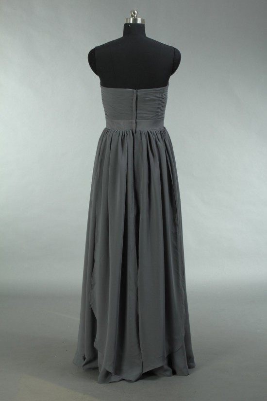 A-Line Long Grey Chiffon Bridesmaid Dresses/Wedding Party Dresses BD010695