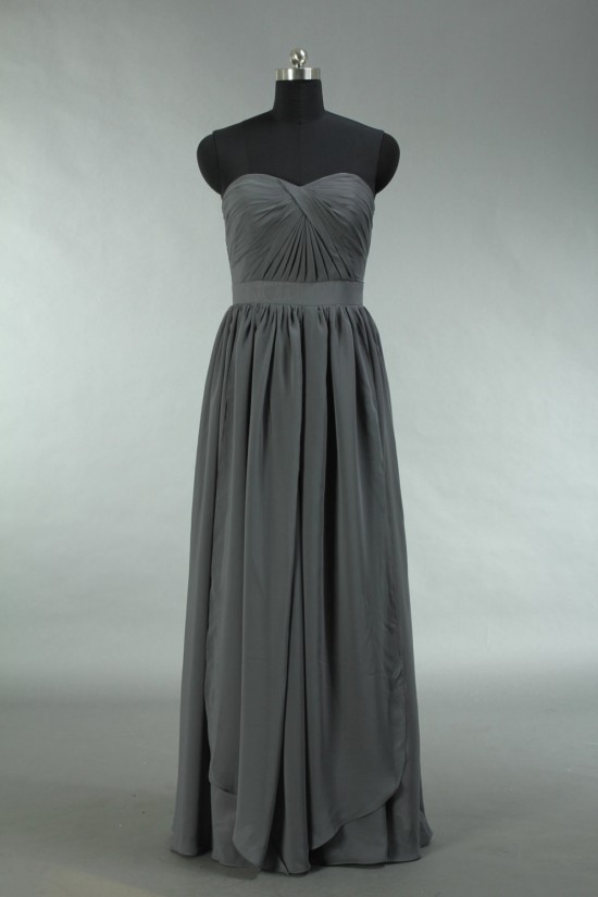 A-Line Long Grey Chiffon Bridesmaid Dresses/Wedding Party Dresses BD010695