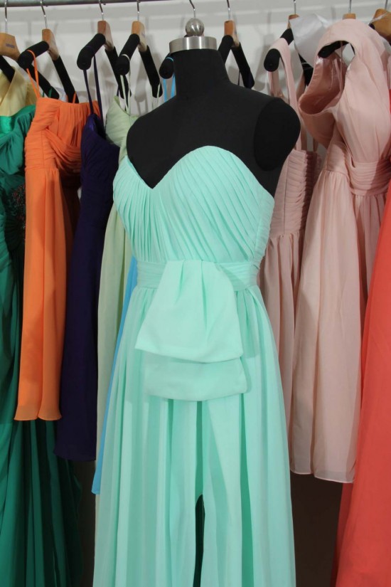 A-Line Sweetheart Long Blue Chiffon Bridesmaid Dresses/Wedding Party Dresses BD010697